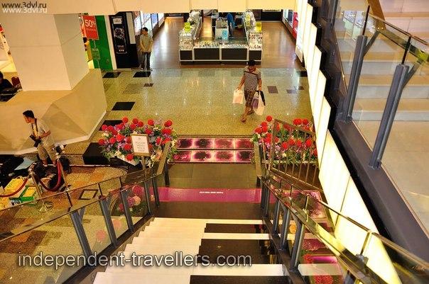 Liquid floor inside Berjaya Times Square shopping complex is filled with funny pink liquid