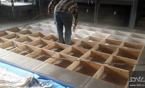 Начало монтажа танцпола с подсветкой из живой плитки liquid floor tile