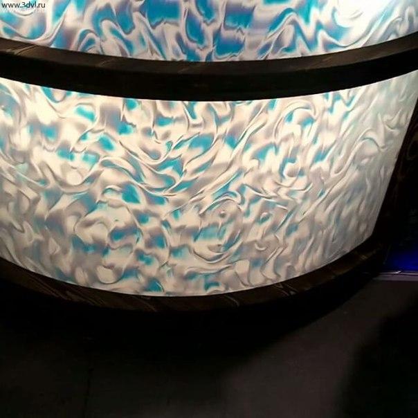 3D пленка компании 3ДВЛ www.3dvl.ru на ресепшен для выставочного стенда или проведения каких либо мероприятий хорошо зарекомендовала себя для привлечения внимания. #прелесть #3dplitka #3dfilms #3DVL #пленка #ресепшн #фасад #3дпанель #необычно #красиво #голубой #выставка #спб #инновация #новий  @ Ленэкспо